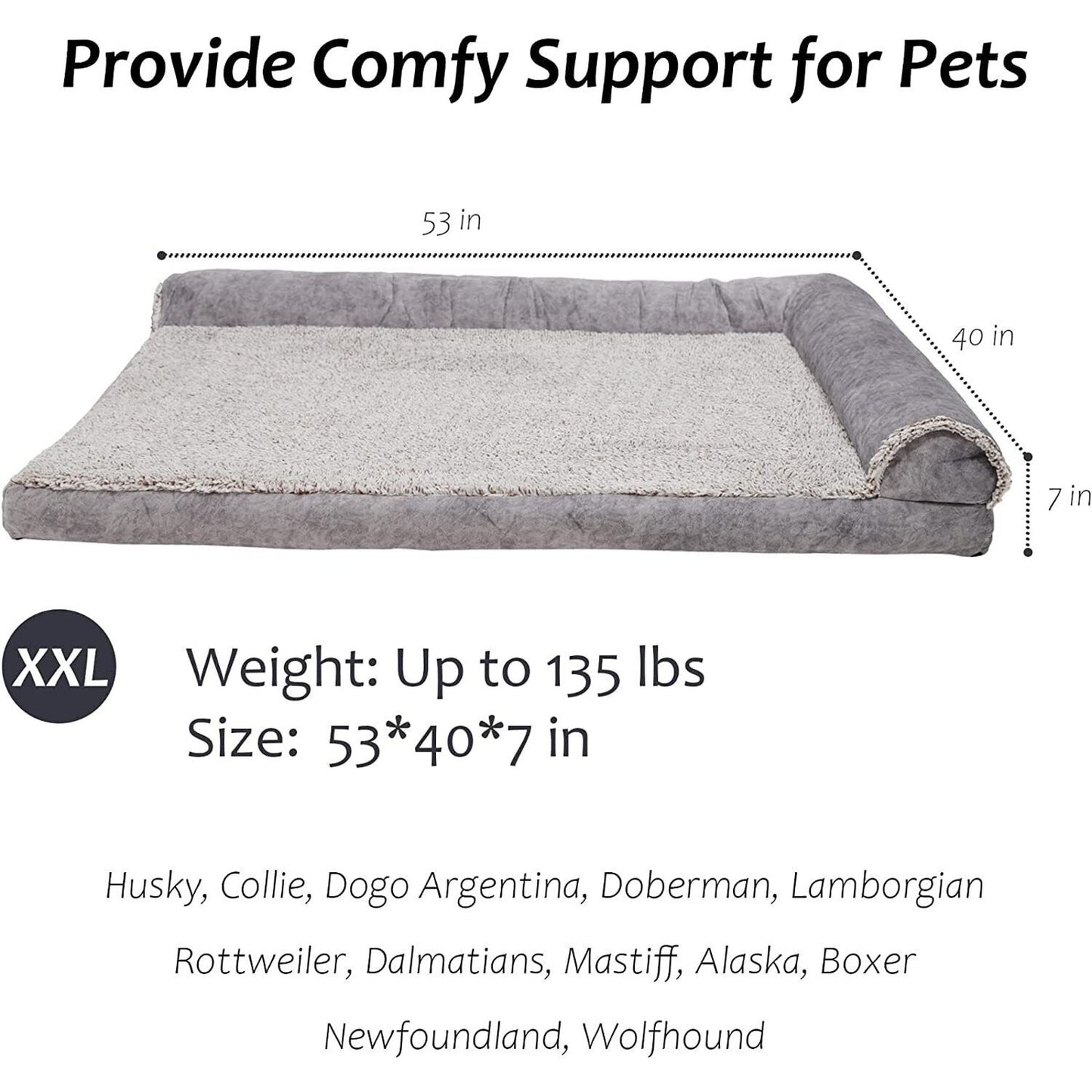 QUVITA Luxury Large Dog Bed with Removable Pillow and Memory Foam X Large Off