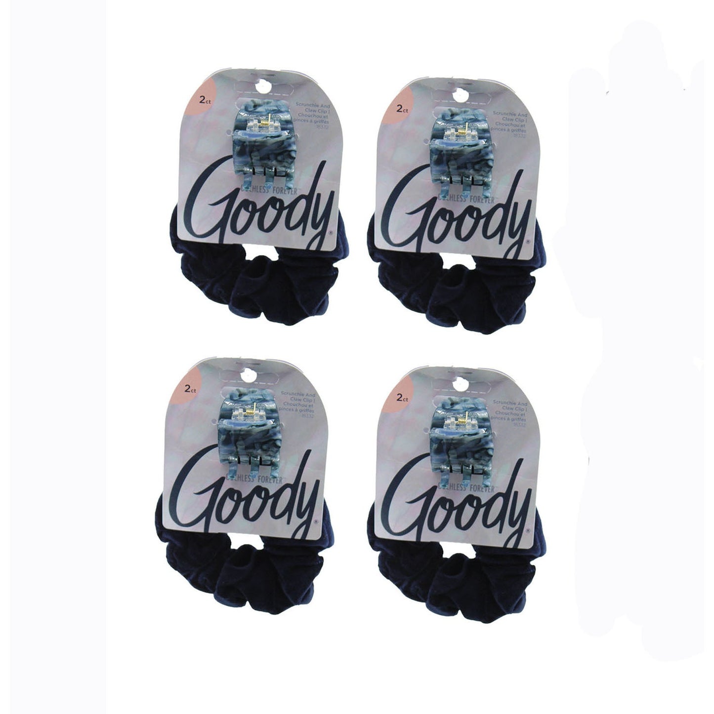 Goody Forever Scrunchie & Claw Clip Bundle Navy 4 pack