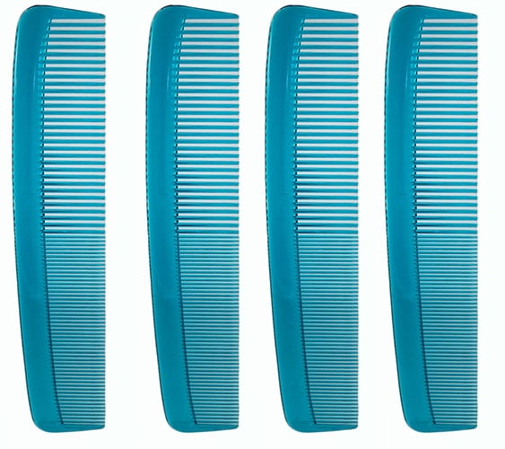 Hair Comb 4 Count Plastic Dressing Comb Teal 8.5 in