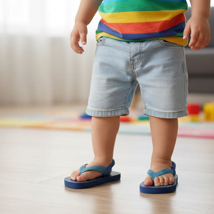 Toddler Boys Blue Flip Flop With Ankle Staps Size 7/8