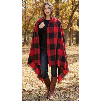 Women Scarf Unbranded Women Chunky Buffalo Plaid Scarf Wrap Oversized Fringe