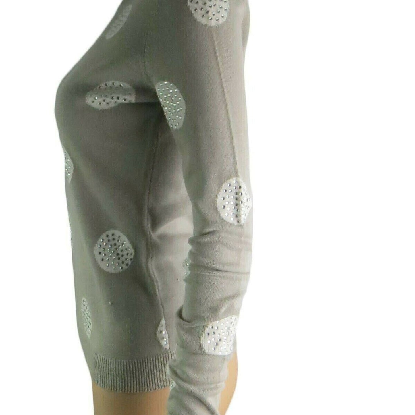 Grace Elements Women's Polka Dot Crew Neck Sweater Sz XS Gray/White