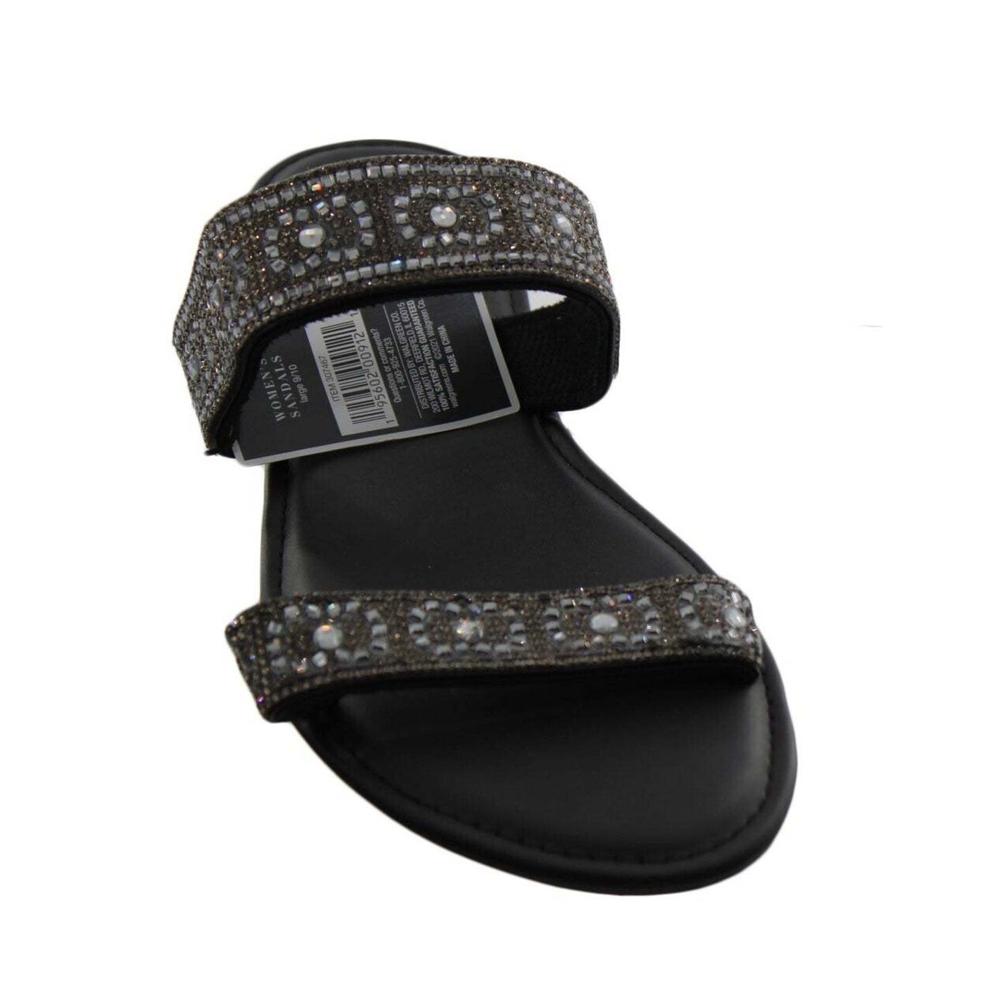 West Loop Women’s Black Double Band Cushioned Insole Sandals Size L 9/10