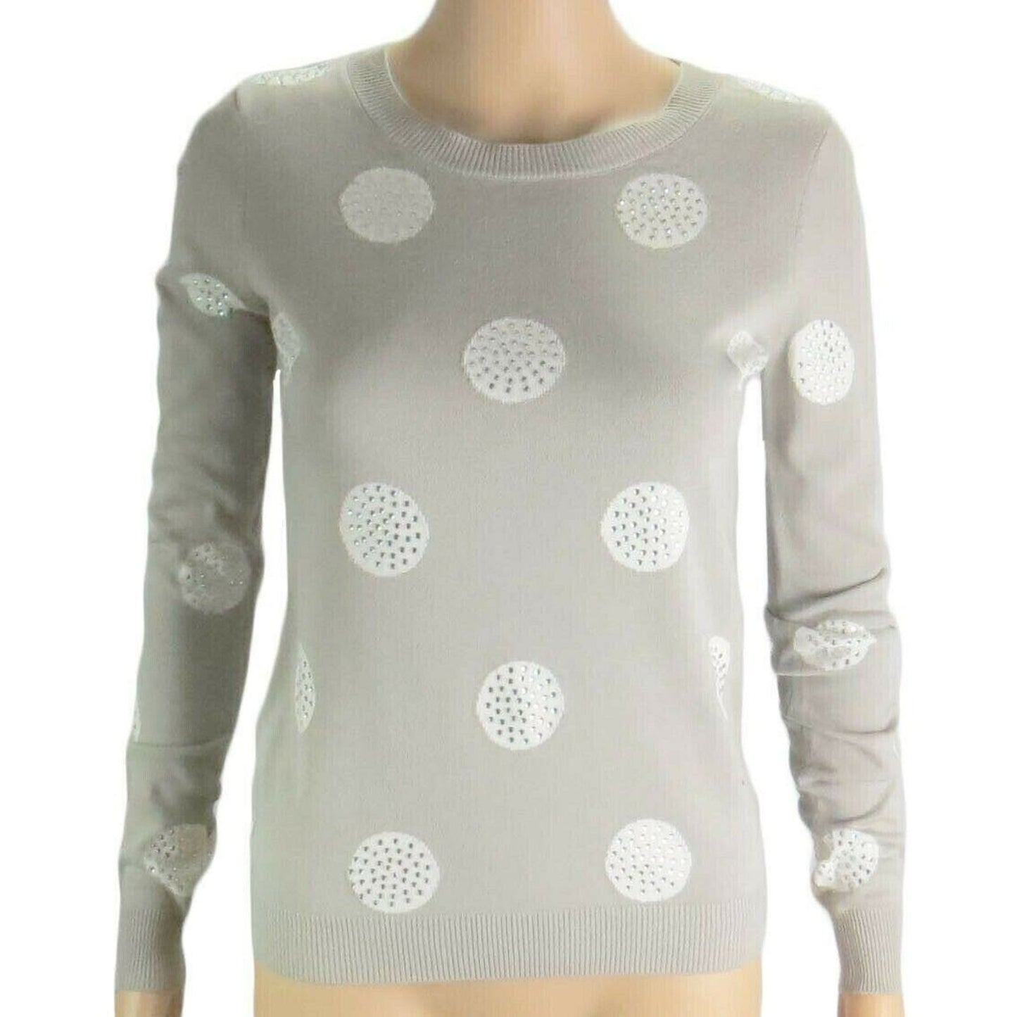 Grace Elements Women's Polka Dot Crew Neck Sweater Sz XS Gray/White