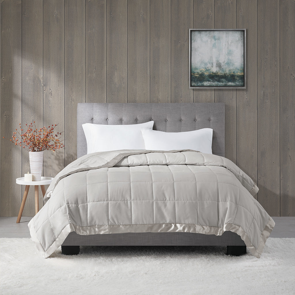 Down Alternative Lightweight Down Alternative Blanket with Satin Trim