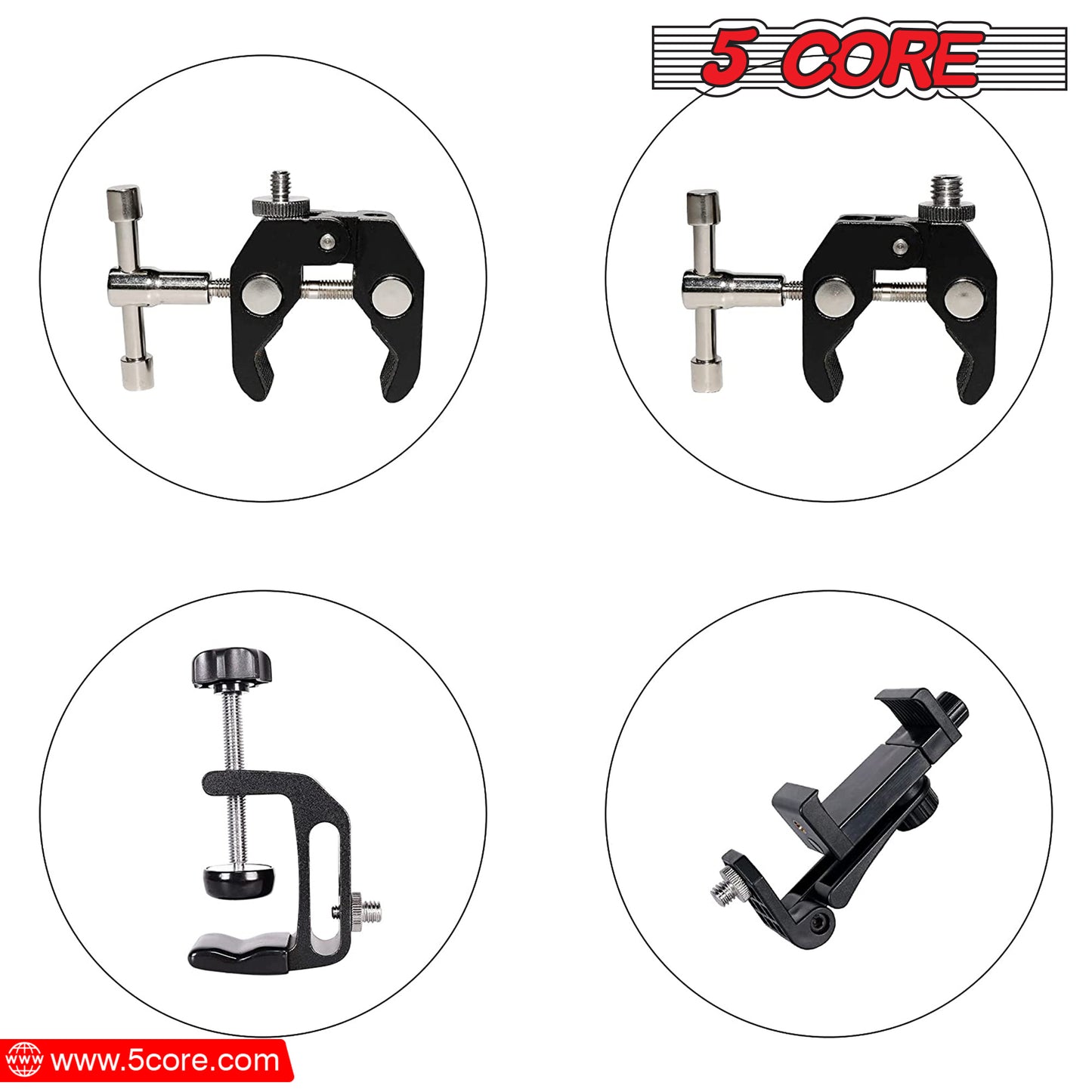 5 Core 1/4" Male to 3/8"-16 Male Threaded Tripod Screw Adapter Standard Tripod Mounting Thread Camera Adapter Converter for Camera Cage Mount Light Stand Monopod 5 Pack