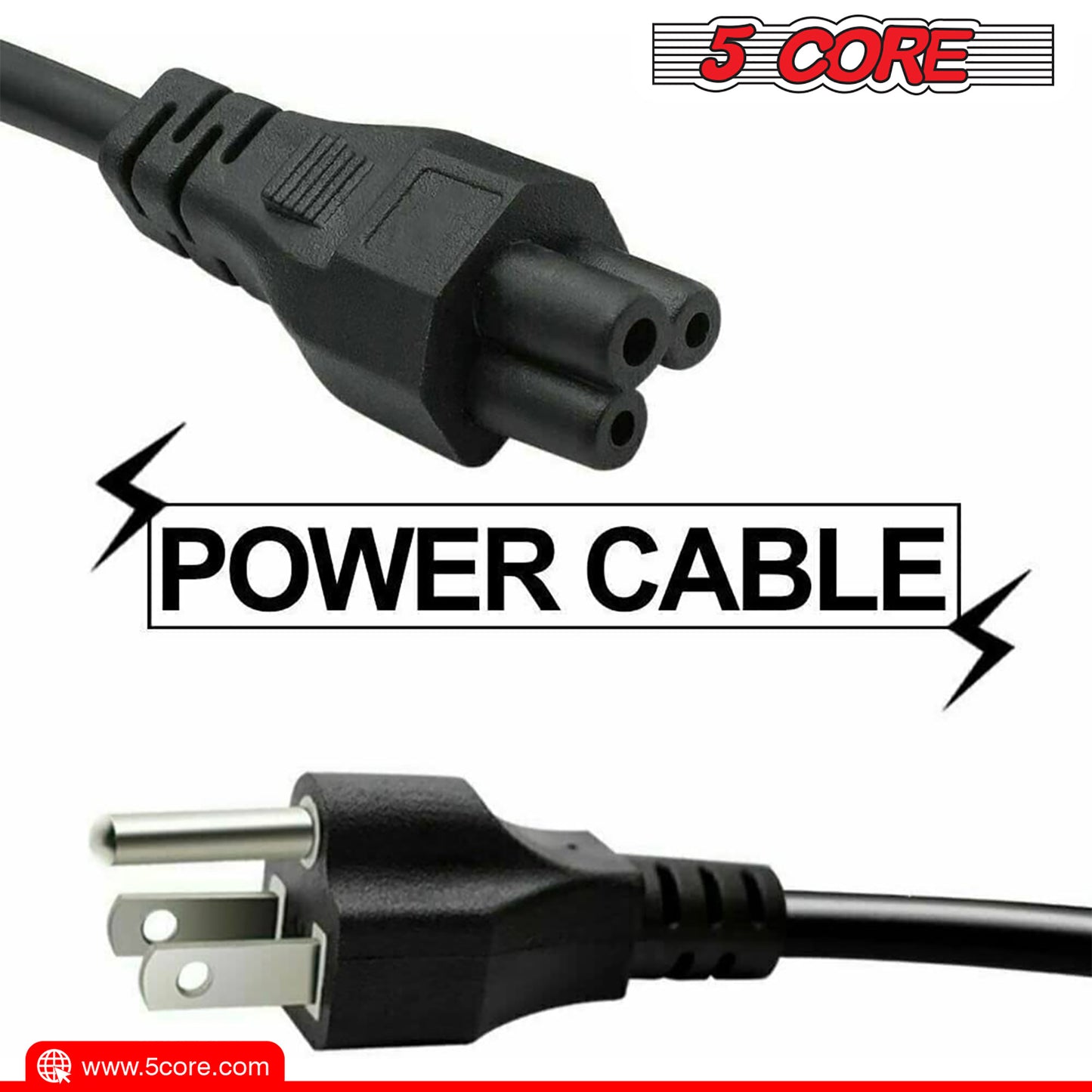 5 Core 3 Prong 6ft Power Cord AC Wall Plug 3 Slot Polarized 18AWG 10A 7A 125V Heavy Duty Wire 1/2/5-  PL 1001