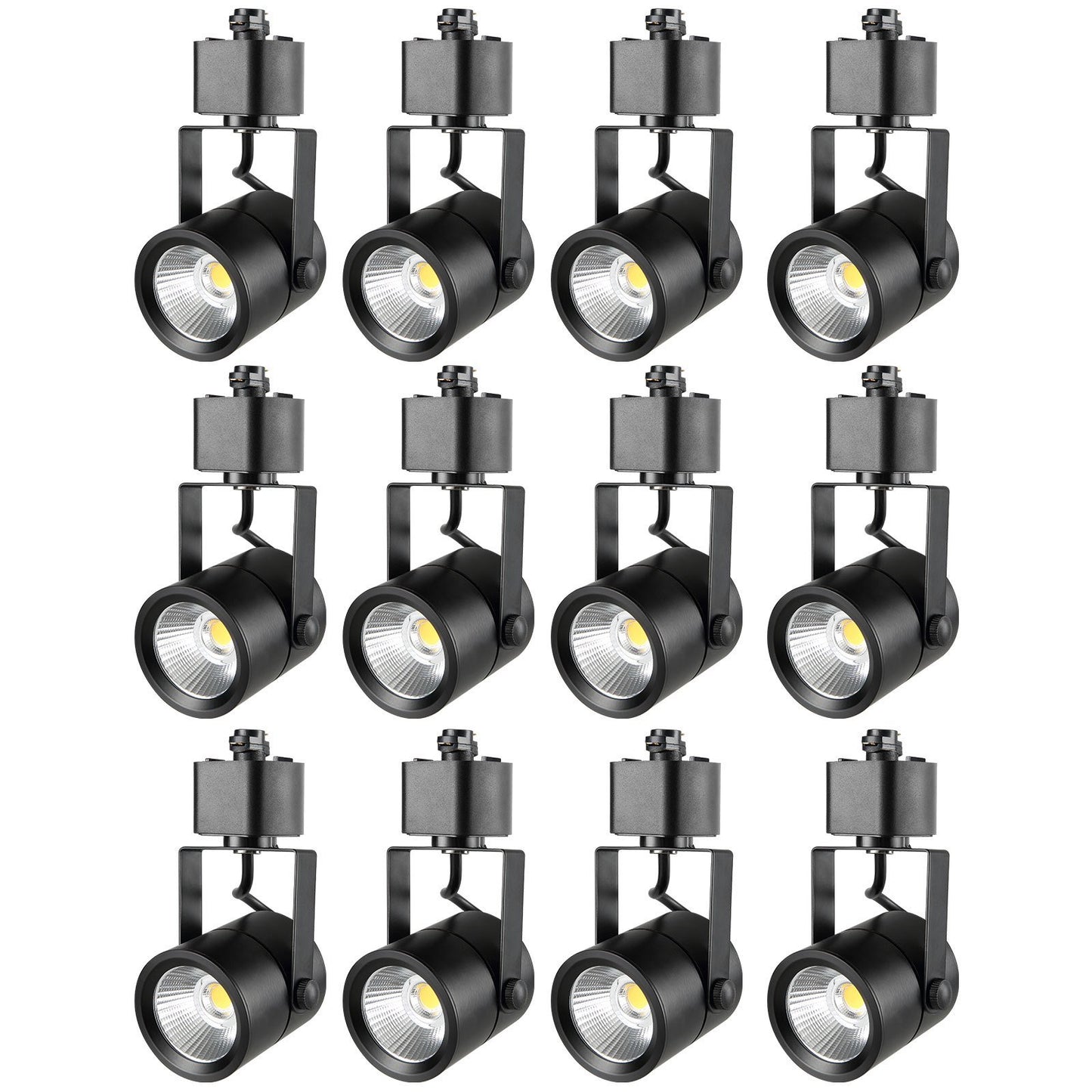 LED Track Lighting Heads, 6.5W 3000K 470lm Warm White, Dimmable H Type Track Light Head, CRI85+ True Color Rendering Adjustable Tilt Angle Track Lighting Fixture for Accent Retail, 12 Pack Black
