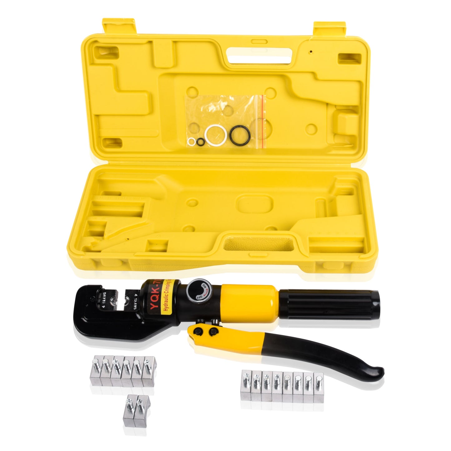 10T Hydraulic Crimping Tool 12-2/0 AWG Battery Cable Crimping Tool 0.43 inch Stroke Hydraulic Lug Crimper Electrical Terminal Crimper with 9 Pairs of Die Sets
