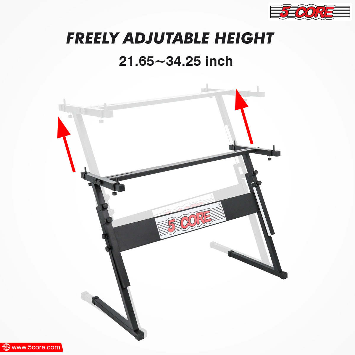 5 Core Keyboard Stand Z Style Adjustable Electric Piano Riser Foldable & Sturdy Lift Holder For 54 61 Keys Instruments - KS Z1 BLK