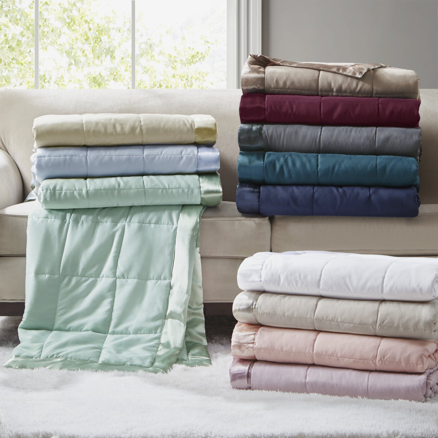 Down Alternative Lightweight Down Alternative Blanket with Satin Trim