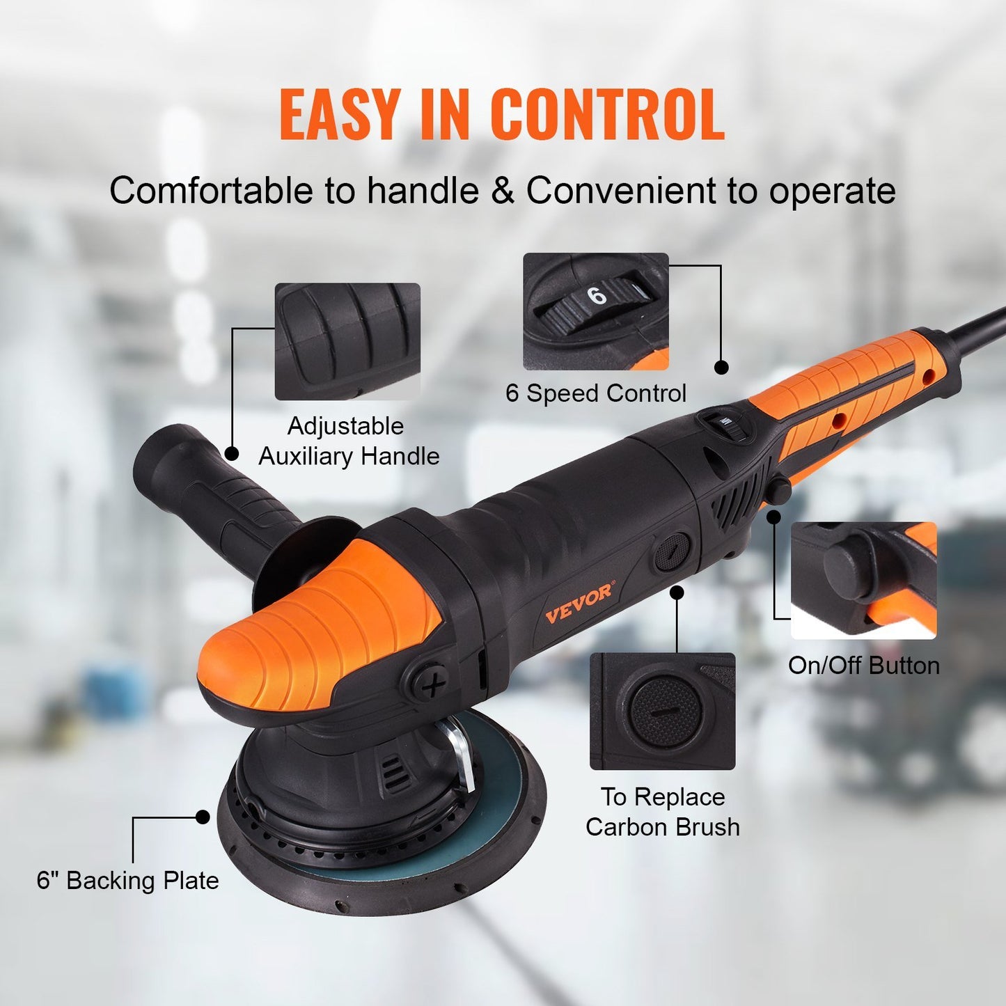 Car Polisher Buffer Sander Waxer Kit 6 Variable speed 6" 4600W w/ Pads