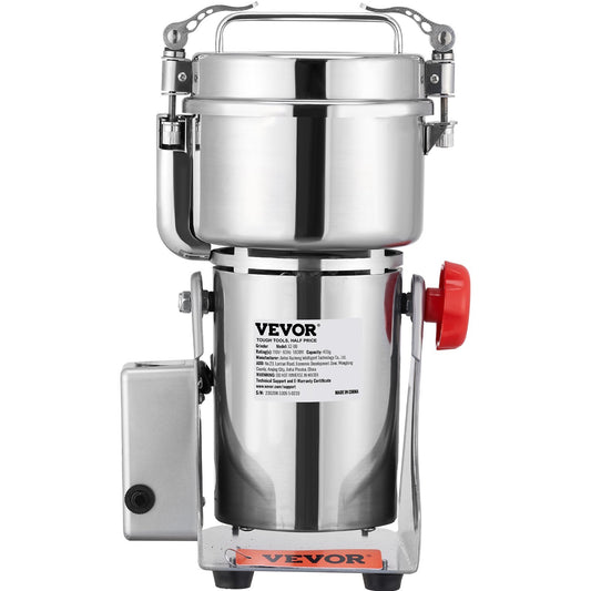 VEVOR 1000g Electric Grain Mill Grinder, High Speed 3750W Commercial Grinders, Stainless Steel Pulverizer Powder Machine, Swing Type