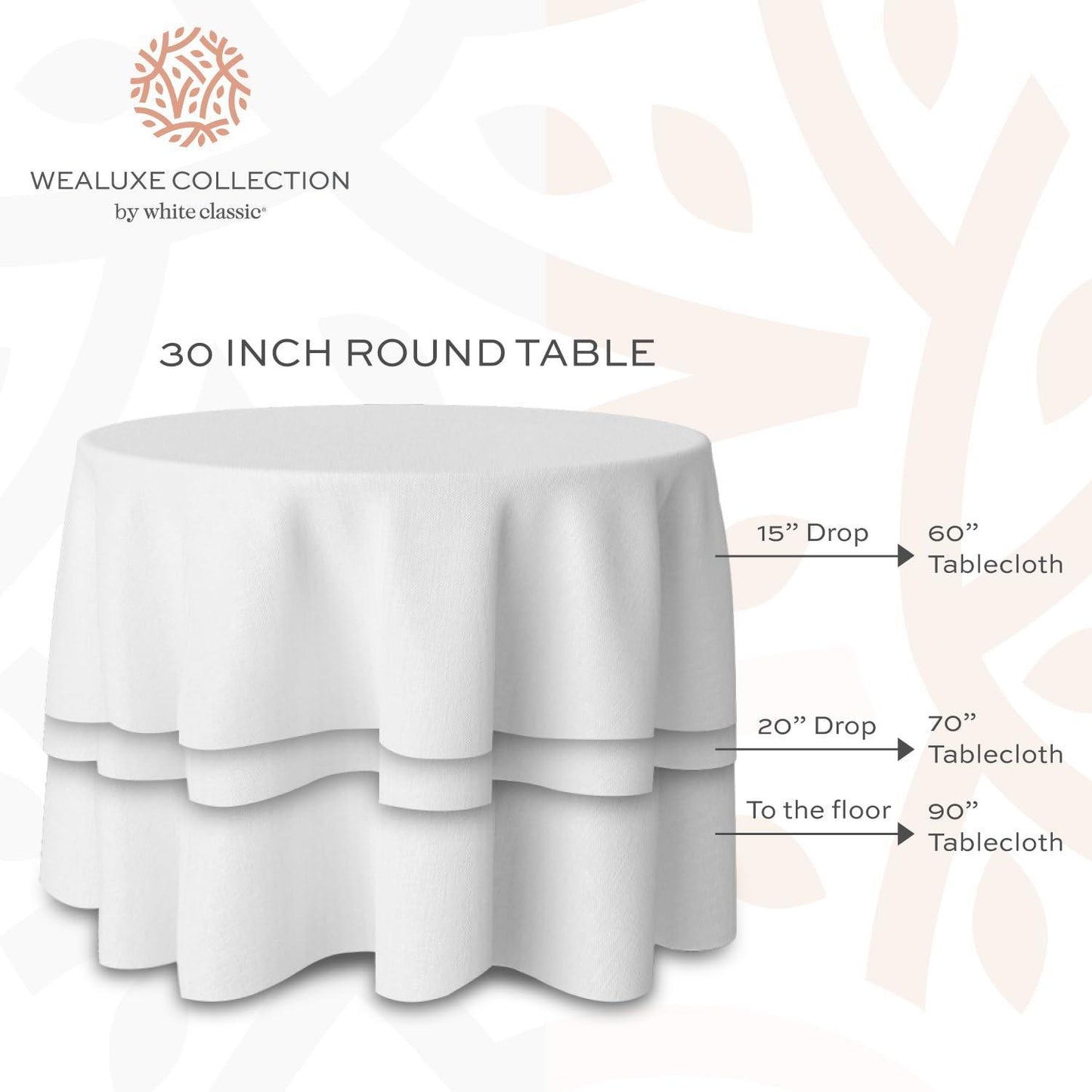 2 Pack White Round Tablecloths 60 Inch for 20-48 in Tables 200 GSM Premium Quality Textured Washable Polyester Fabric Table Cloth [60'' is Not Table Size]