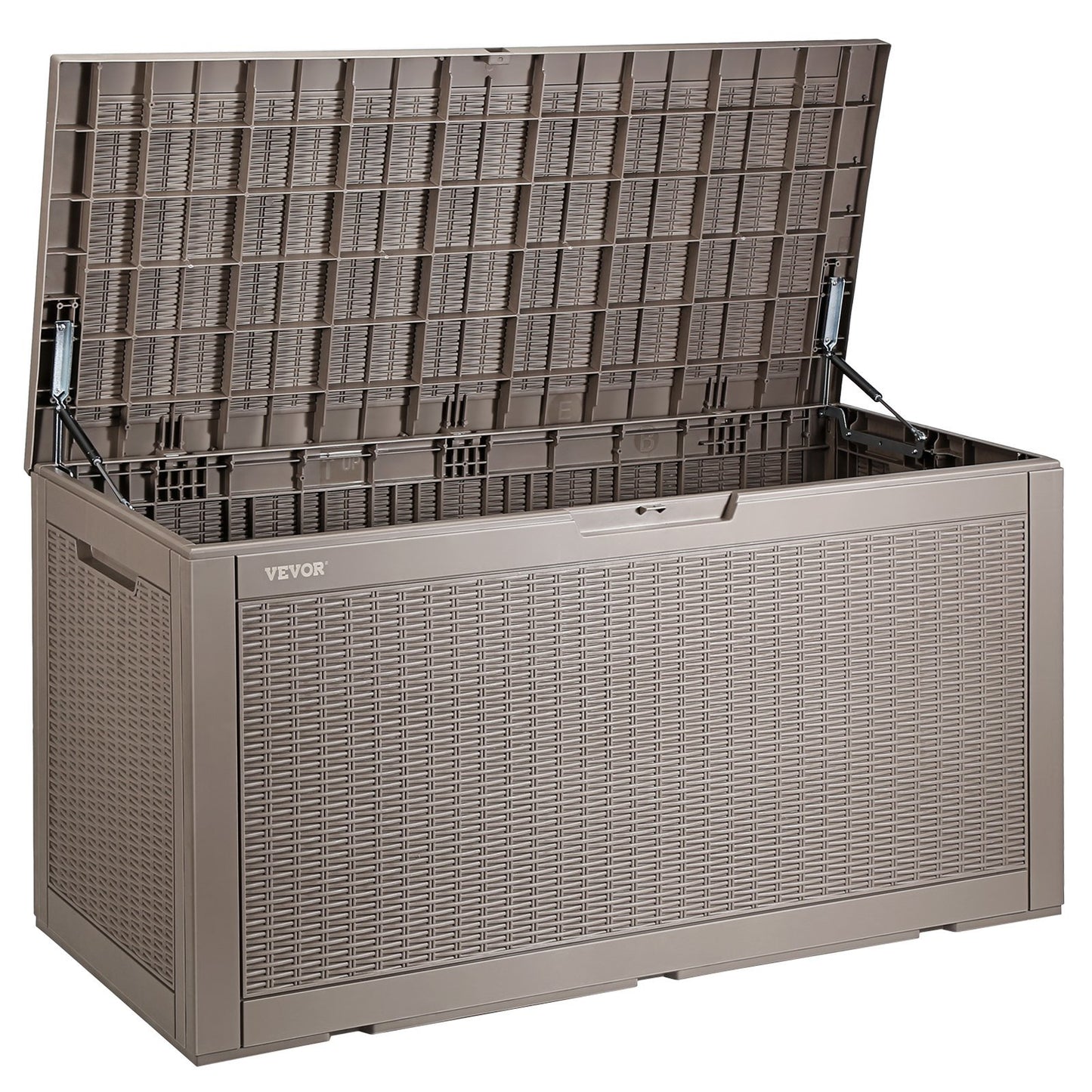 Deck Box, 100 Gallon Outdoor Storage Box, 48.0" x 21.5" x 24.5", Waterproof PP Deckbox with Aluminum Alloy Padlock, for Patio Furniture, Pool Toys, Garden Tools, Outdoor Cushions, Gray