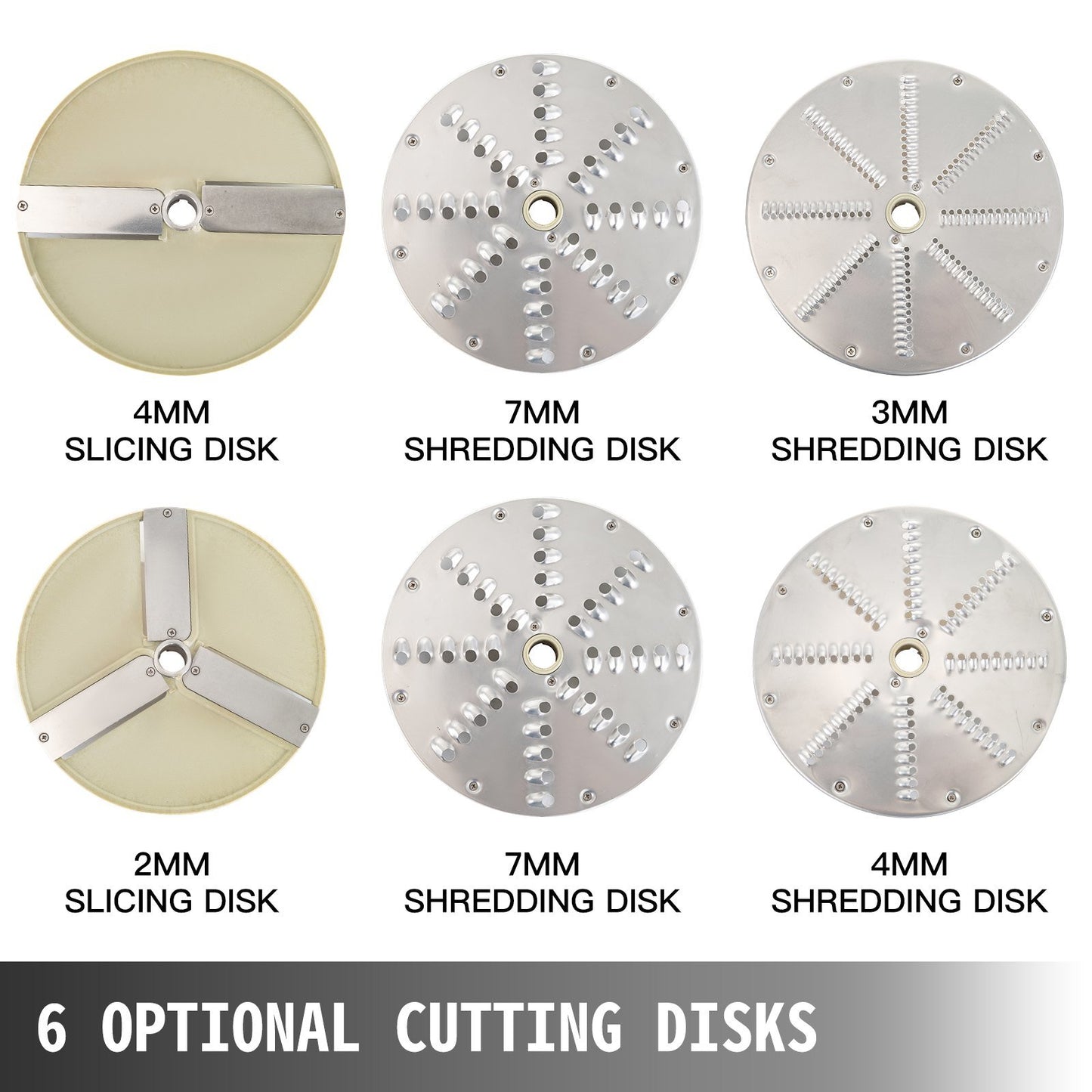 110V Commercial Food Processor 2 Feeding Holes, 550W Electric Vegetable Slicer 1600 RPM, Stainless Steel Vegetable Processor Detachable 6-blades, 3mm/4mm/7mm Shred, 2mm/4mm Slice
