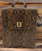 Women Handbag Alfani Circle Lock Snake Skin Design Backpack Brown