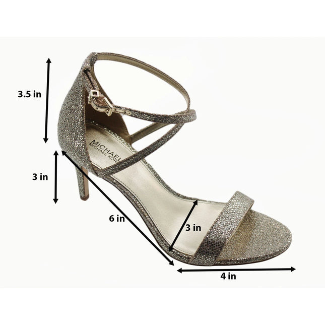Michael Kors Womens Ava Mid Sandals Glitter Mesh Size 8M Sand 4OF9AVMA3D