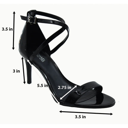 Michael Kors Ava Black Patent Leather Crisscross Ankle Strap Stiletto 6.5M