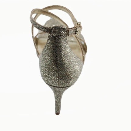 Michael Kors Womens Ava Mid Sandals Glitter Mesh Size 8M Sand 4OF9AVMA3D