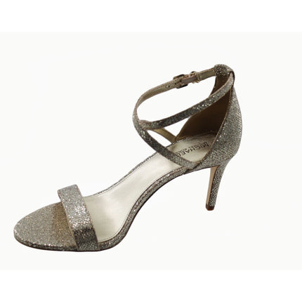 Michael Kors Womens Ava Mid Sandals Glitter Mesh Size 8M Sand 4OF9AVMA3D
