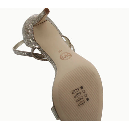 Michael Kors Womens Ava Mid Sandals Glitter Mesh Size 8M Sand 4OF9AVMA3D