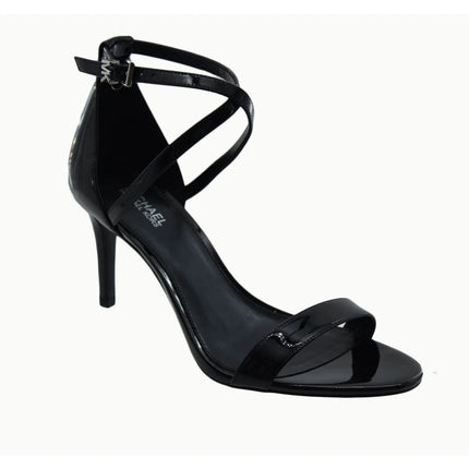 Michael Kors Ava Black Patent Leather Crisscross Ankle Strap Stiletto 6.5M