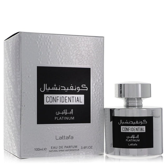 Lattafa Confidential Platinum by Lattafa Eau De Parfum Spray (Unisex) 3.4 oz for